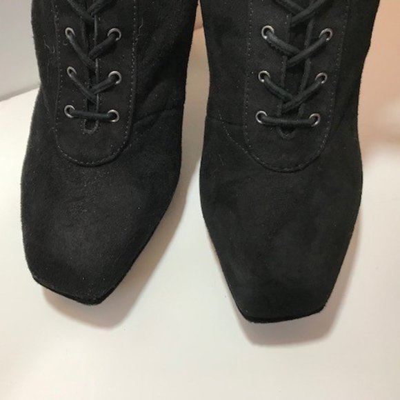 PRADA Black Suede Knee-High Lace-up Platform Boots - Picture 6 of 7